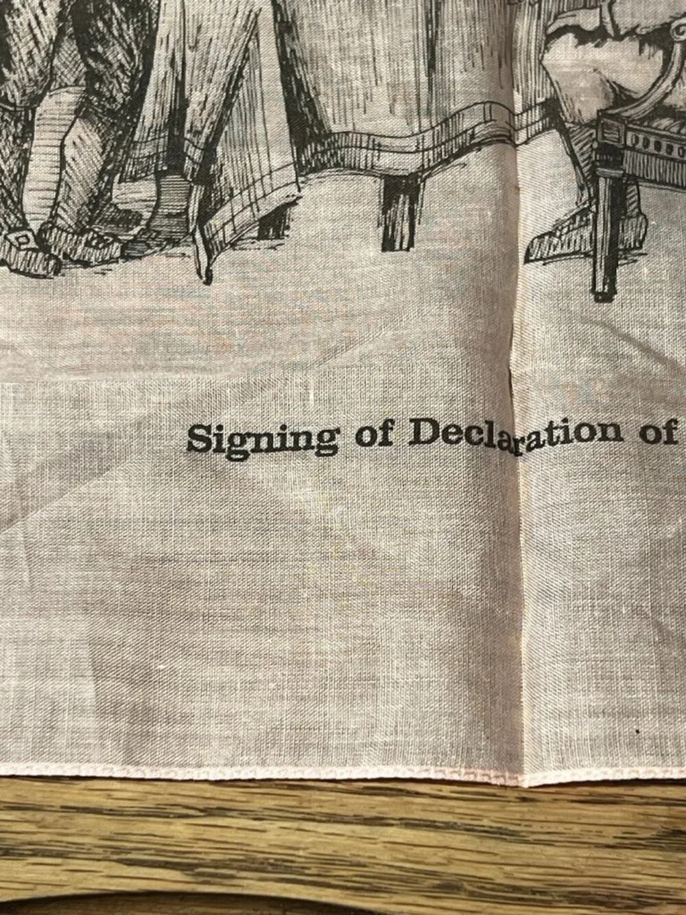 1940 Souvenir Handkerchief Americana The Declaration Of Independence W/ Sticker